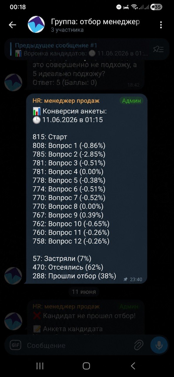 Как я автоматизировал подбор кандидатов с помощью Telegram‑бота и ускорил массовый найм в 3 раза - 9